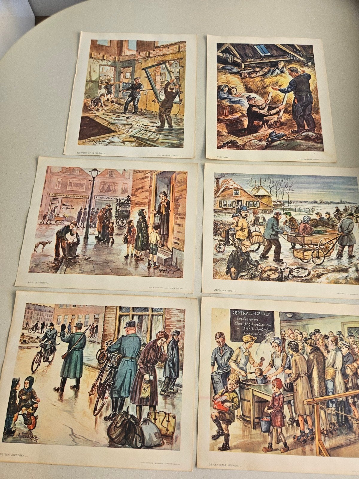 6 oude afbeeldingen / drukken
5 euro in totaal., Antiek en Kunst, Kunst | Etsen en Gravures, Ophalen of Verzenden