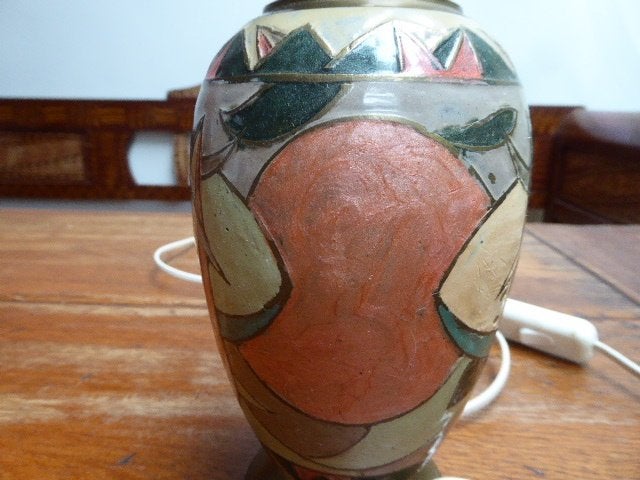 Vintage emaille op koper lamp, Antiek en Kunst, Antiek | Lampen, Ophalen of Verzenden