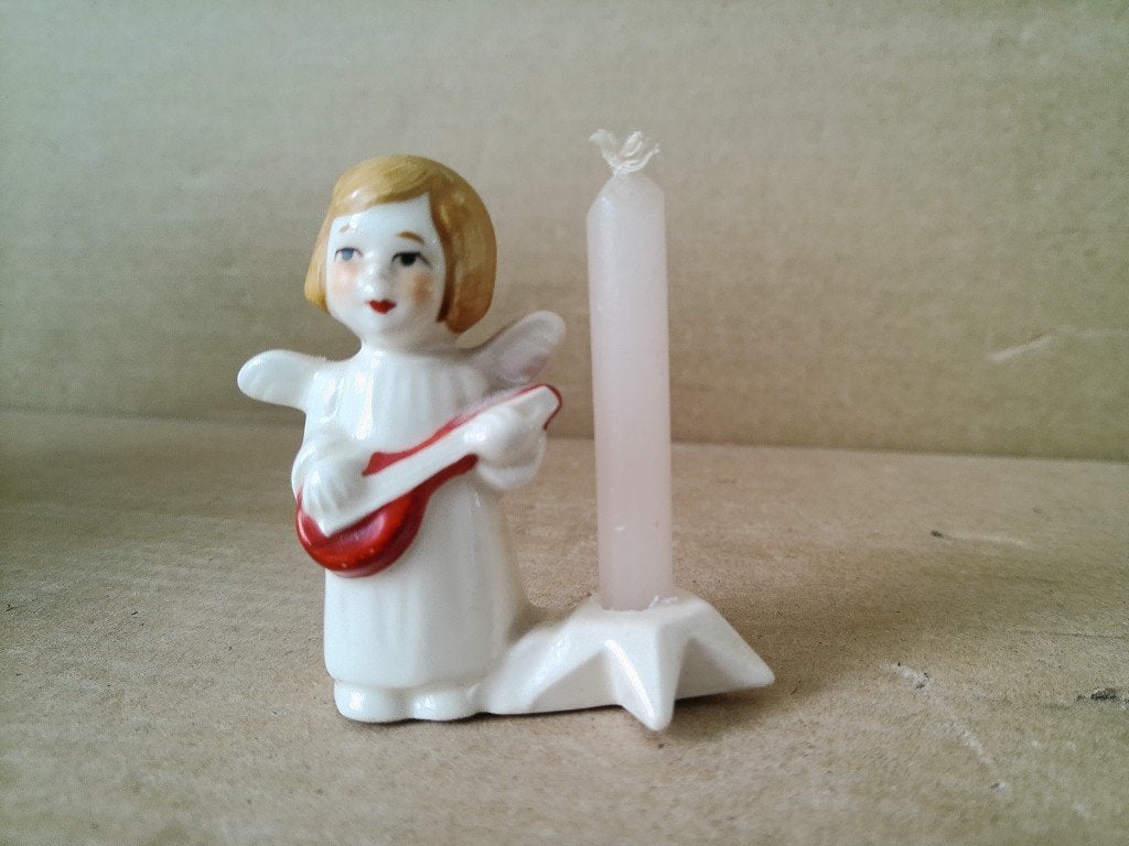 Goebel beeldje kandelaartje engel Goebel kerstengel 5cm 1960, Ophalen of Verzenden