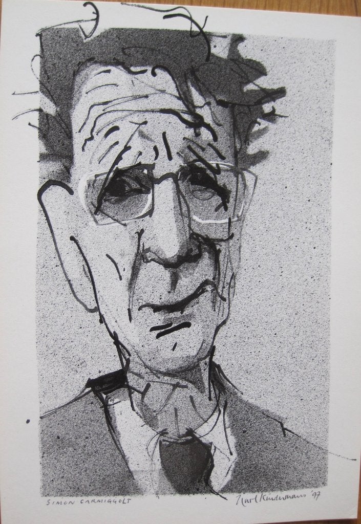 Karel Kindermans - portret van Simon Carmiggelt - 1997, Ophalen of Verzenden, 1980 tot heden, Ongelopen, Overige thema's