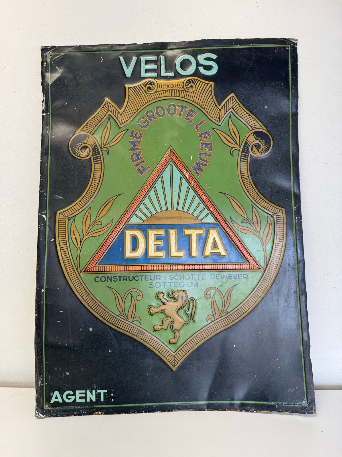 Vintage Velos Delta Reclamebord - Fietsenmaker, Antiek en Kunst, Ophalen
