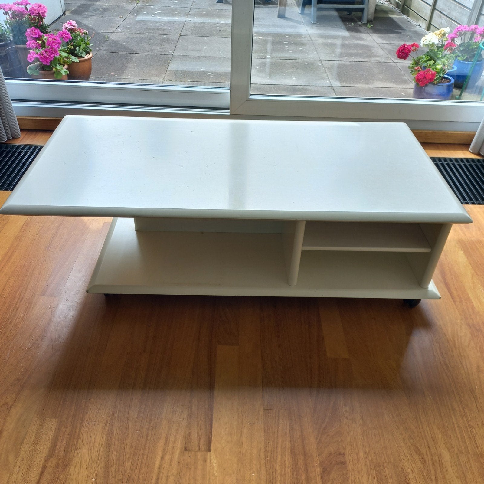 Vintage salontafel met opbergruimte, Ophalen, Gebruikt, 100 tot 150 cm, 50 tot 100 cm