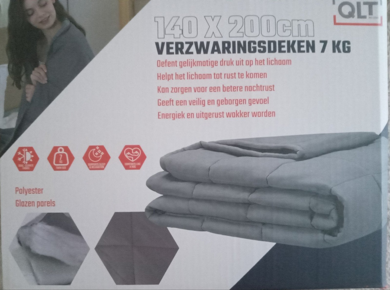 NIEUW: QLT's Verzwaringsdeken taupe/grijs - 140x200cm 7kg, Overige typen, Nieuw, Ophalen of Verzenden, Overige kleuren