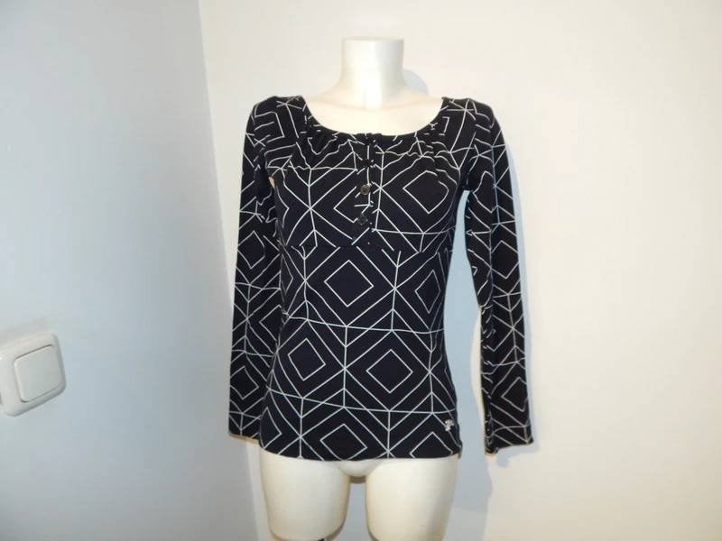 Tante Betsy zwart truitje shirt witte abstracte print mt S, Kleding | Dames, Tante Betsy, Zo goed als nieuw, Lange mouw, Maat 36 (S)