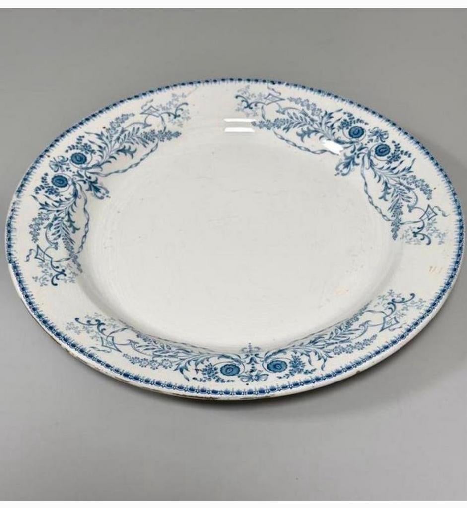 Prachtig Vintage Boch Frères Rubis Bord 33 cm Blauwwit Decor, Ophalen of Verzenden