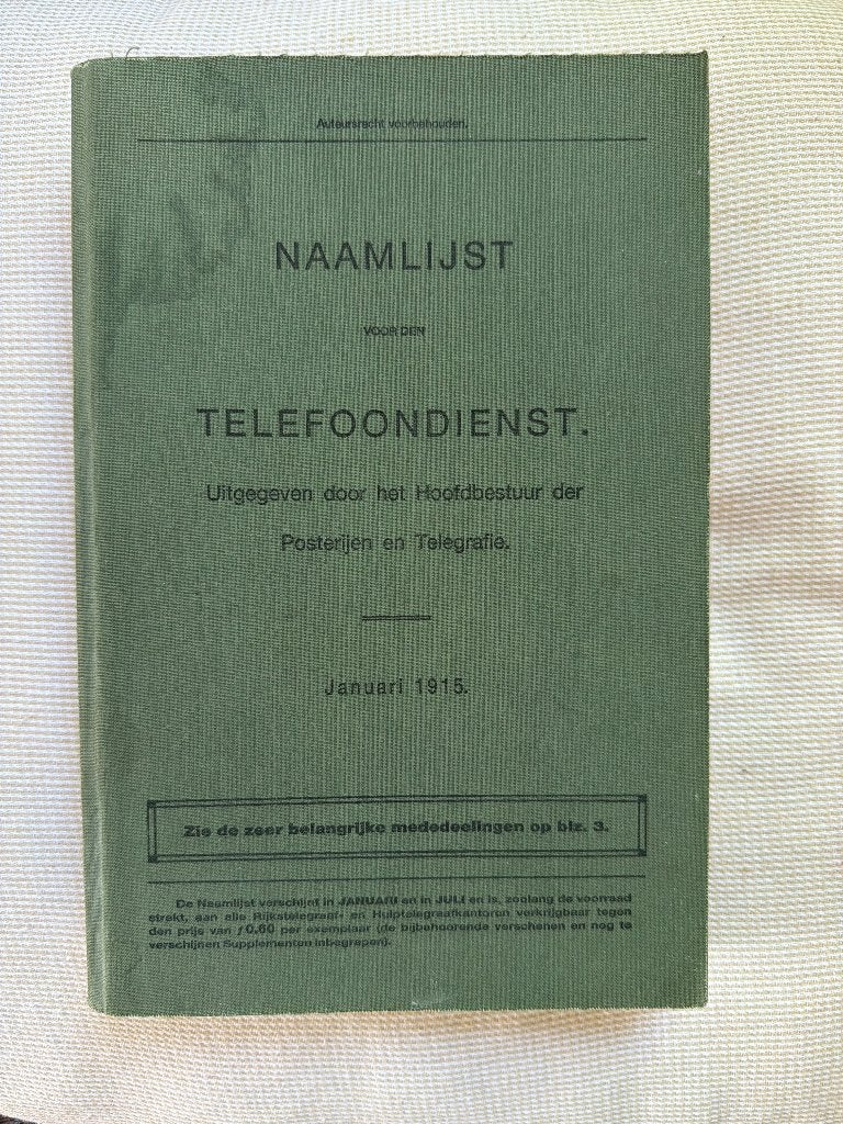 Telefoonboek 1915, Ophalen of Verzenden, Overige typen