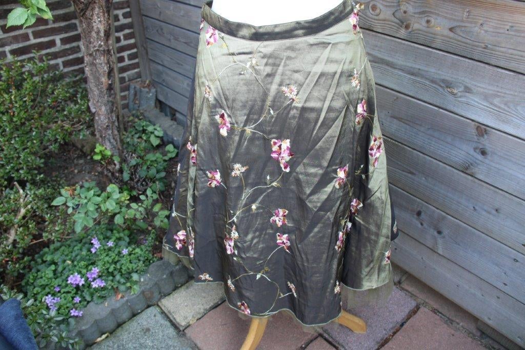 Rok kaki bloem Bohemia mt S Vaste prijs, Kleding | Dames, Verzenden, Bohemia, Zo goed als nieuw, Maat 36 (S)