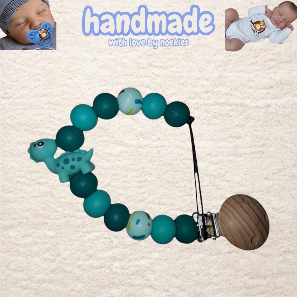 noekies speenkoord dino turquoise nr 26, Verzenden, Nieuw, Kraamcadeau