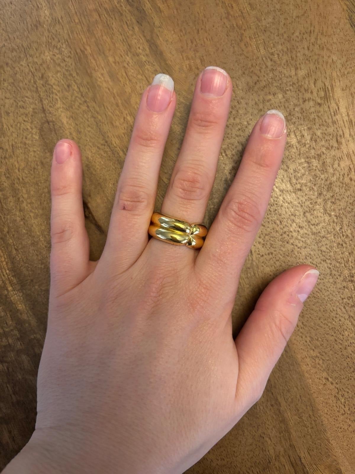 Golia Jewelry Dubbele Band Ring - 14K Verguld Zilver Maat 58, 20 of groter, Nieuw, Ophalen of Verzenden, Dame of Heer