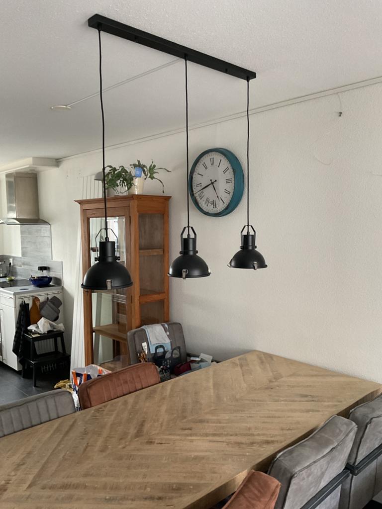 Zwarte industriële hanglamp, Ophalen of Verzenden, Metaal, Industrieel, Minder dan 50 cm