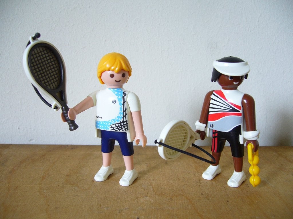 Playmobil 5196 tennisspelers, Gebruikt, Complete set, Ophalen of Verzenden, Sports & action