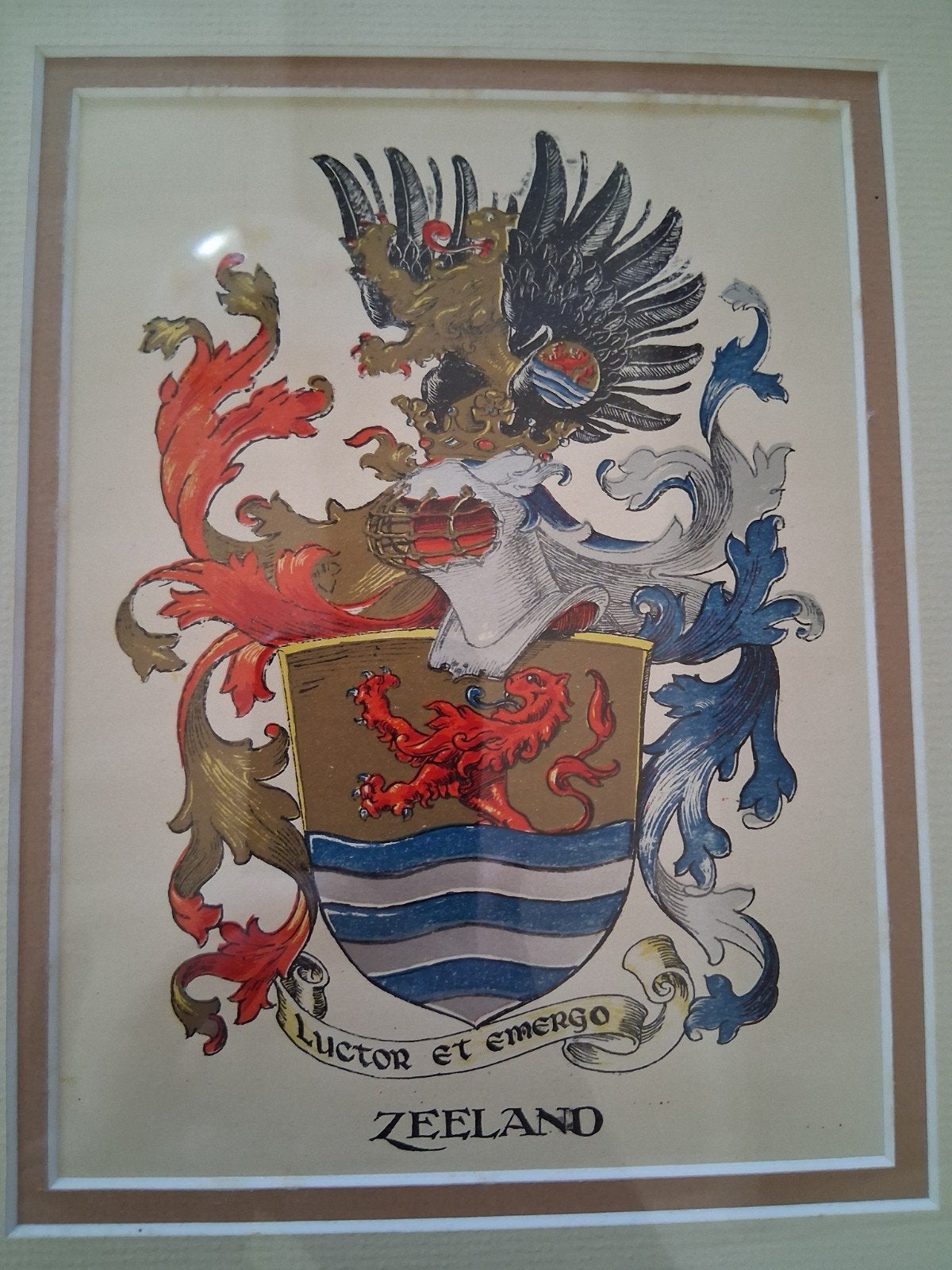 Provinciewapen Zeeland - Ingelijste Print, Ophalen of Verzenden, Zo goed als nieuw, Minder dan 50 cm, Print