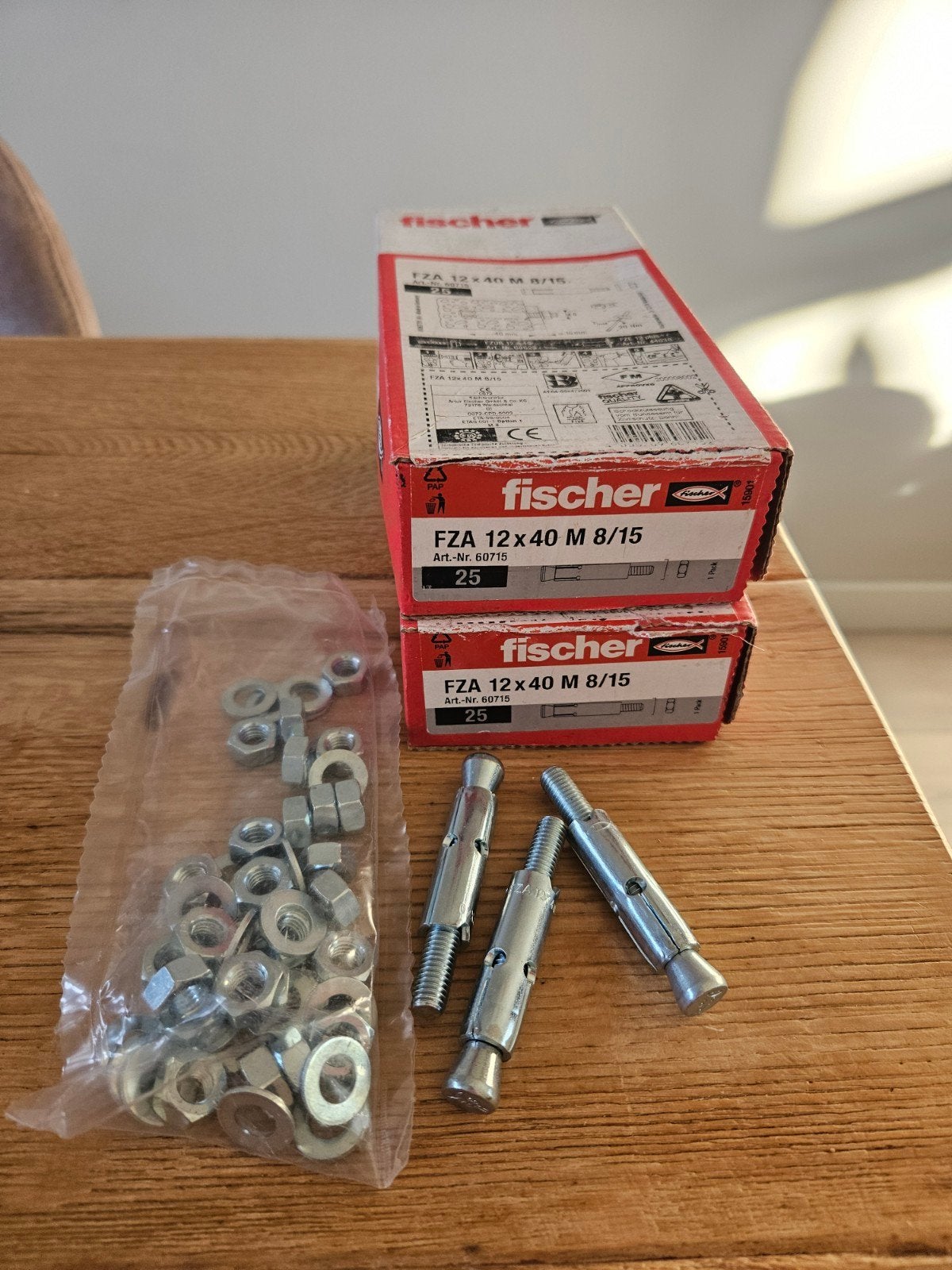 Fischer FZA 12x40 M 8/15 pluggen met moeren en ringen, Ophalen of Verzenden, Nieuw, Pluggen