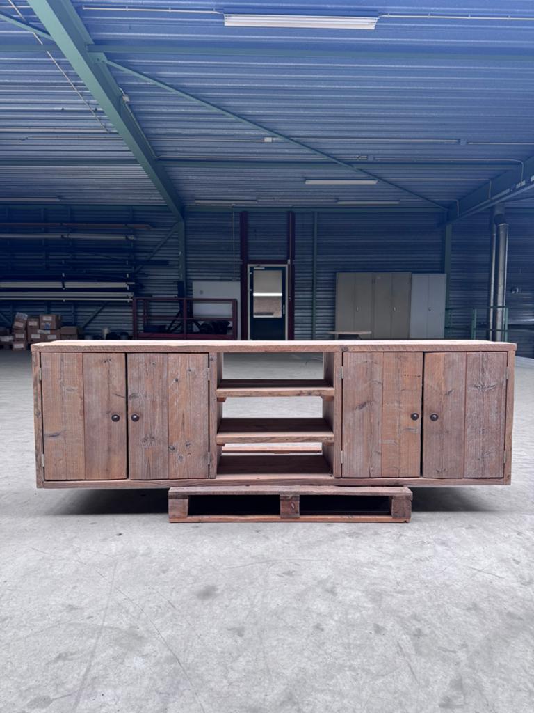 Steigerhouten TV meubel, Ophalen, 150 tot 200 cm, Minder dan 100 cm, 25 tot 50 cm