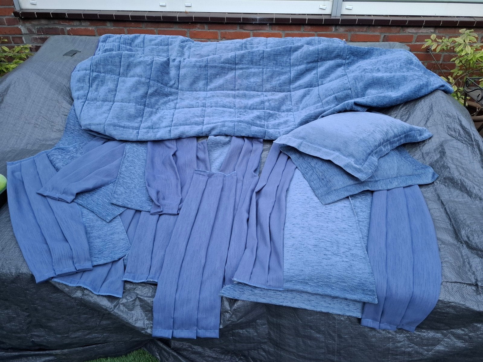 Complete set: overgordijnen, bedsprei, sierkussens, Ophalen of Verzenden, Zo goed als nieuw