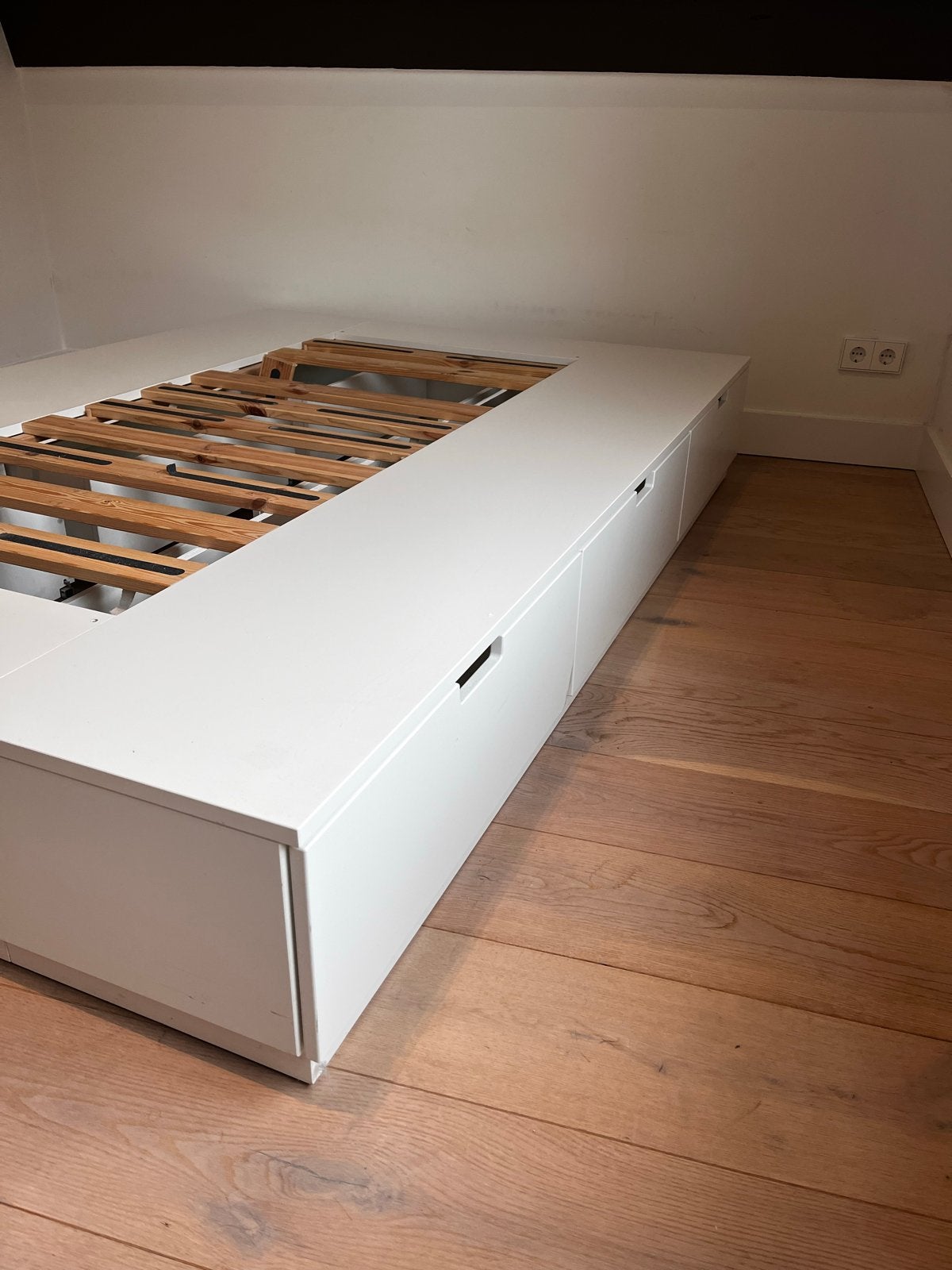 NORDLI bedframe met opberglades - 140x200 cm, Ophalen, Gebruikt, Wit, Tweepersoons