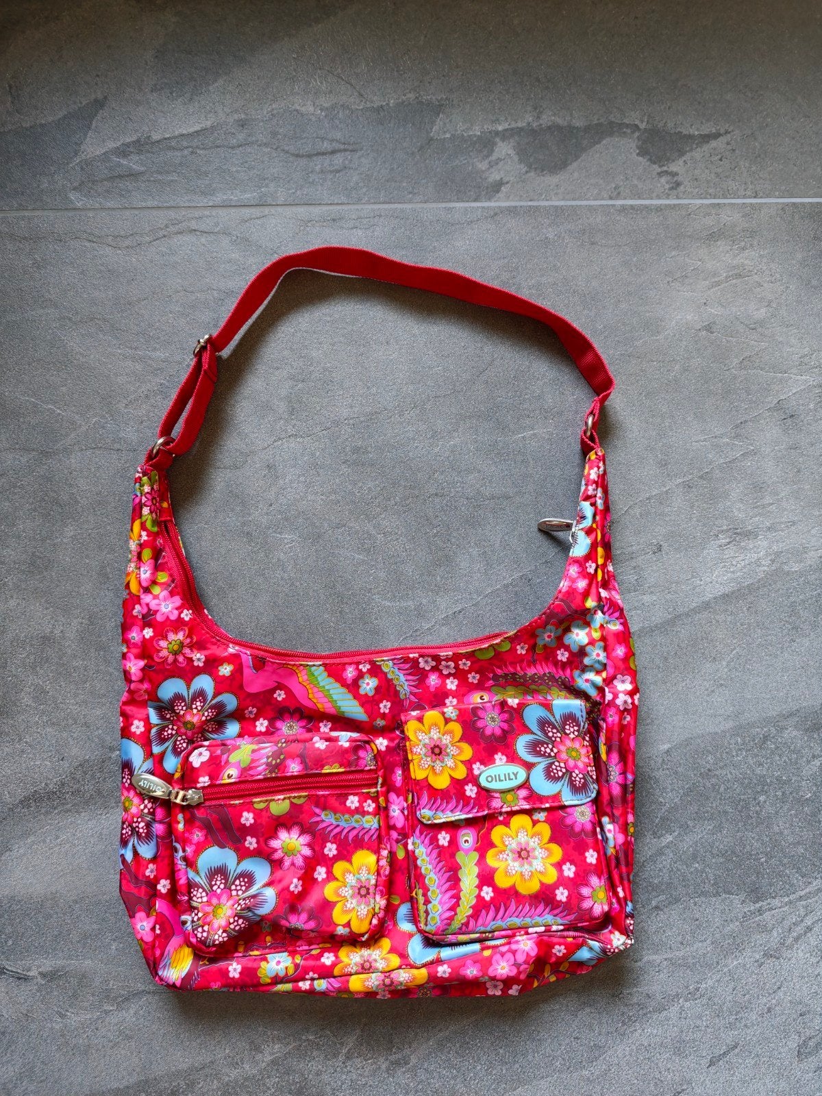 Vintage Oilily handtas met bloemetjes patroon zgan, Sieraden, Tassen en Uiterlijk, Tassen | Schoudertassen, Ophalen of Verzenden