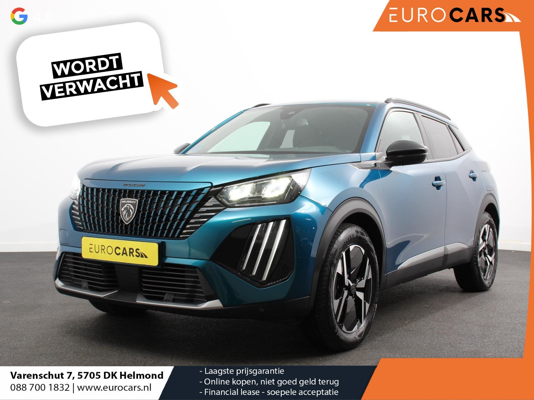 Peugeot e-2008 EV Allure Pack 54 kWh Navigatie by Apple Carp, Gebruikt, 156 pk, Blauw, Leder en Stof