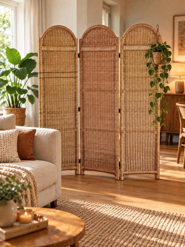 Rotan kamerscherm/paravent Vintage roomdivider, Huis en Inrichting, Ophalen of Verzenden, Zo goed als nieuw