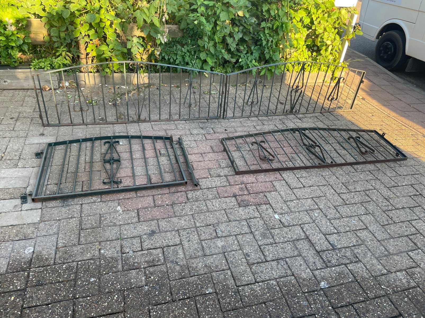 Rustiek hekwerk 4 delig 1 poort totale lengte 550cm, Ophalen, Met poort, Gebruikt, T