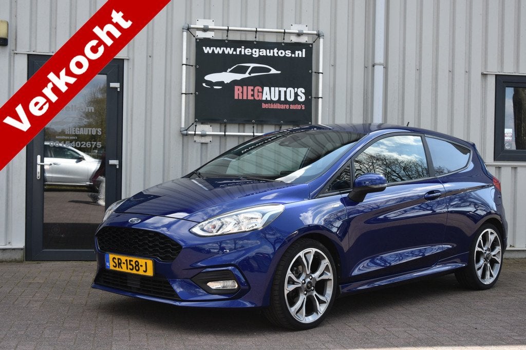 Ford Fiesta 1.0 126PK ST-Line. Clima, Cruise, Stoelverwarmin, Voorwielaandrijving, Euro 6, Blauw, 23 km/l