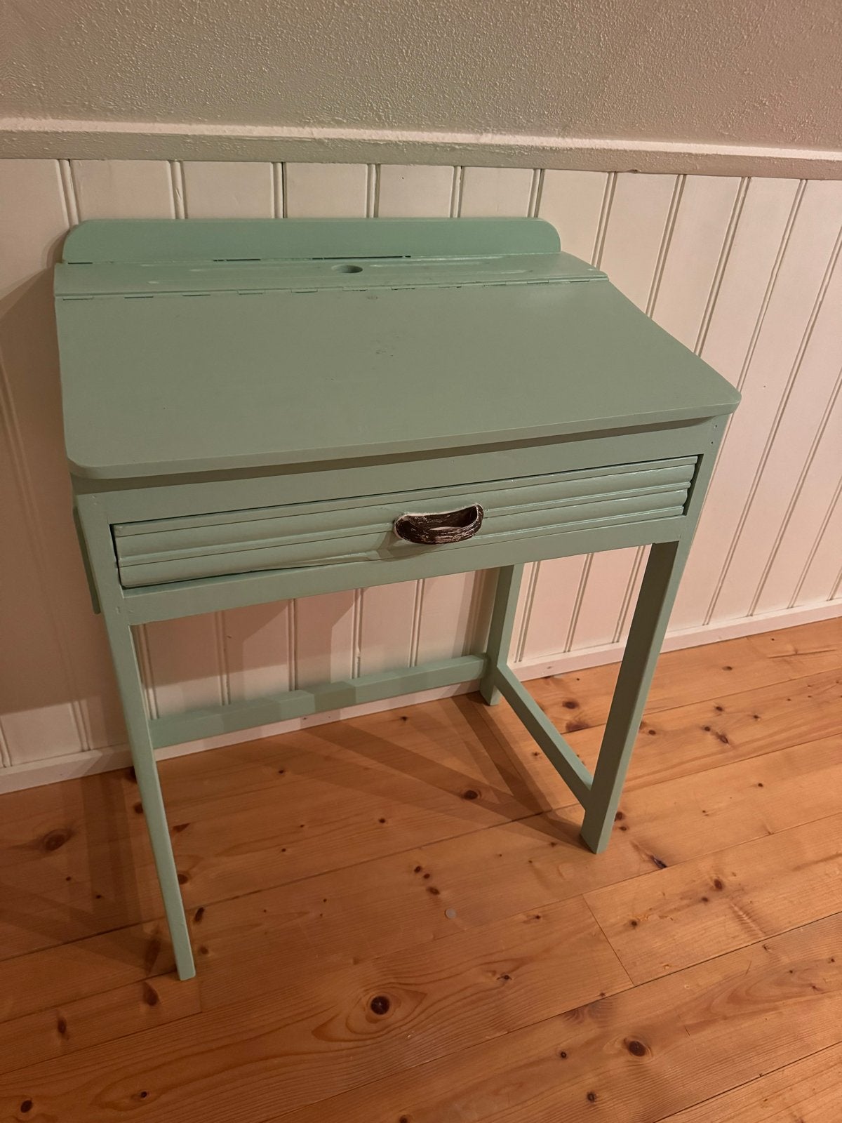 Vintage Kinderbureau - Mintgroen Houten Schoolbureau, Ophalen, Groen, Gebruikt, Kinderbureau
