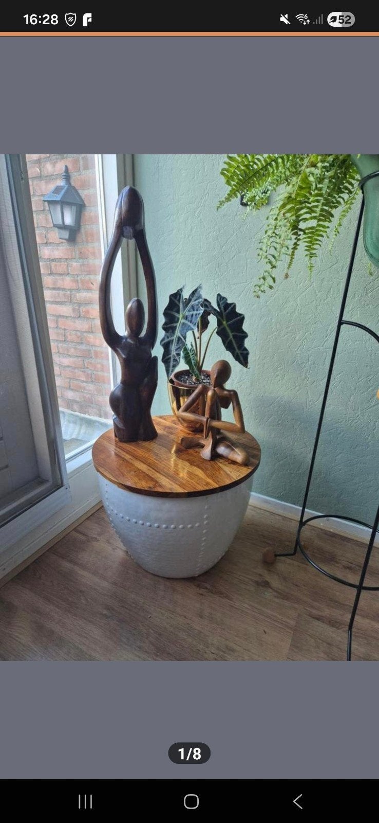 Youniq Bijzettafel/Salontafel met afneembaar houten blad, Ophalen, Minder dan 45 cm, Gebruikt, Rond