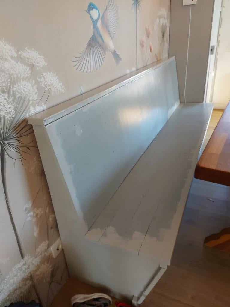 Houten bank met opbergruimte, Ophalen of Verzenden, Gebruikt, Vierpersoons of meer