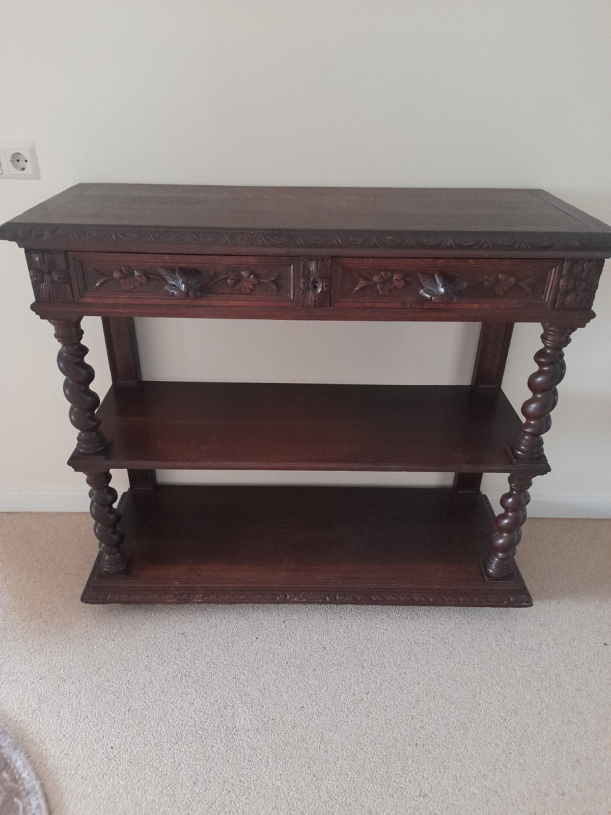 Antieke Console Tafel met Marmeren Blad en Lades, Antiek en Kunst, Ophalen