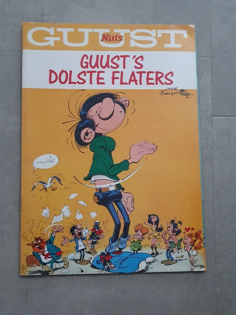 Guust Flater: Guust's Dolste Flaters - Nuts Editie, Gelezen, Eén stripboek, Ophalen of Verzenden, André Franquin