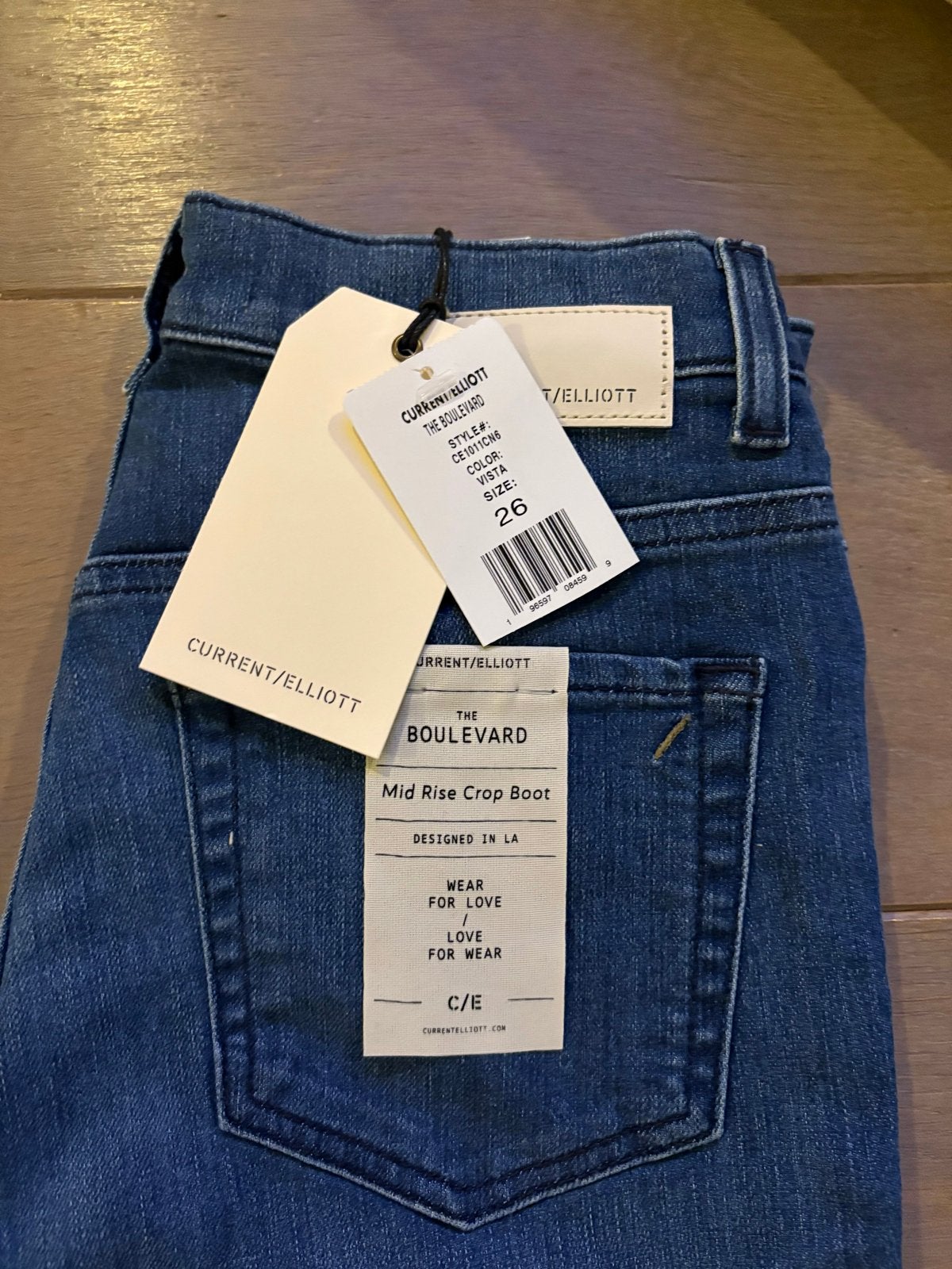 Nieuwe Current/Elliott Mid Rise Crop Boot Jeans W26, Ophalen of Verzenden, Nieuw, Blauw, W27 (confectie 34) of kleiner