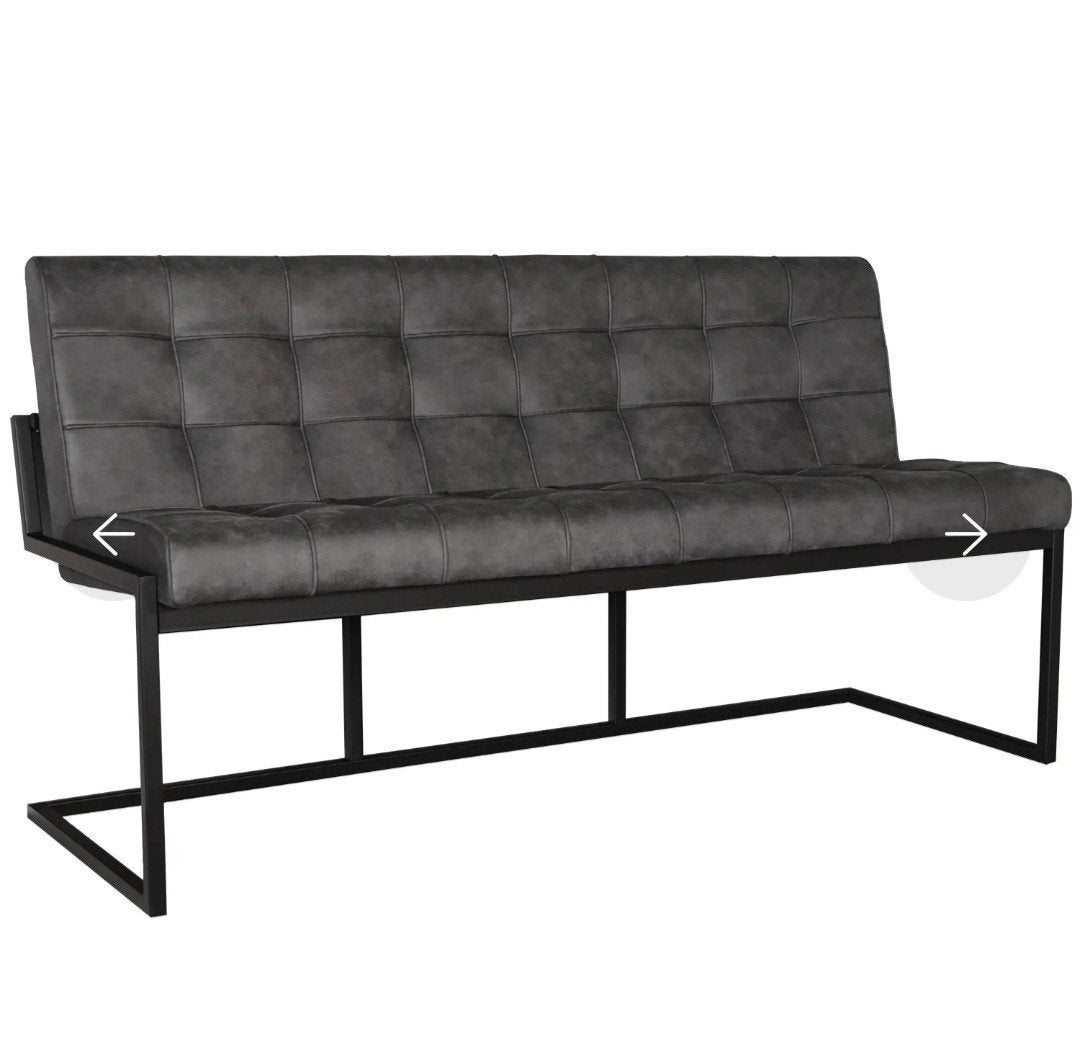 Moderne eetkamerbank - Grijs microvezel, Ophalen of Verzenden, Zo goed als nieuw, Vierpersoons of meer, 200 tot 250 cm
