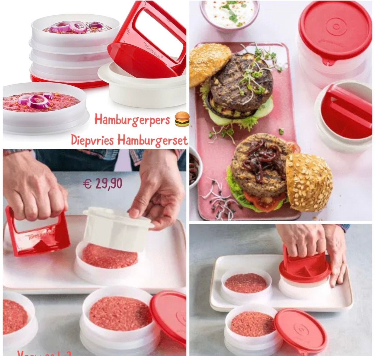 Tupperware Splinternieuwe Hamburger Set - Diepvries & Pers, Ophalen of Verzenden, Nieuw, Rood, Overige typen