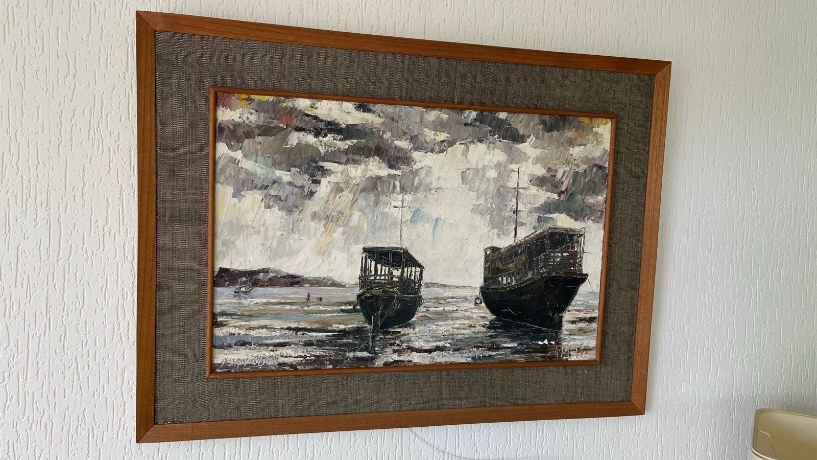 Twee Schilderijen: Tropisch Landschap & Boten op Zee, Ophalen