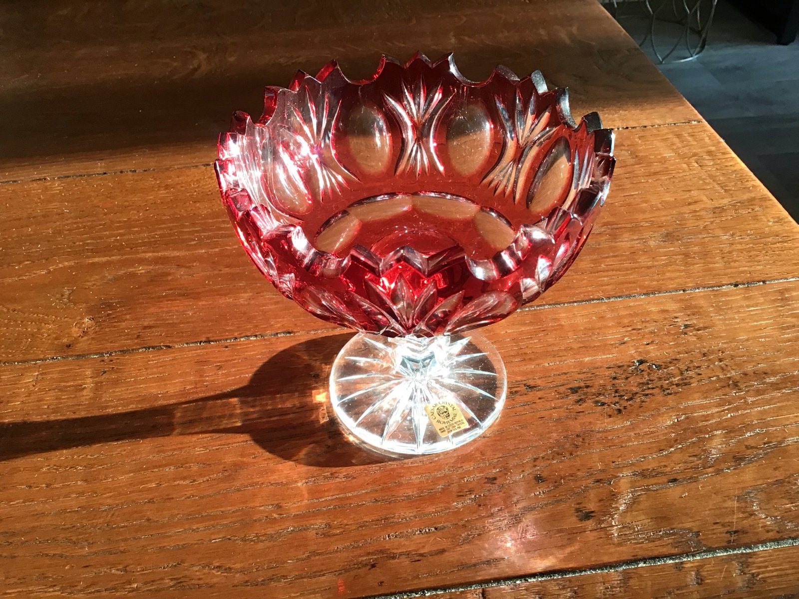 Caesar Crystal Bohemia Schaaltje op Voet - Rood Kristal, Ophalen