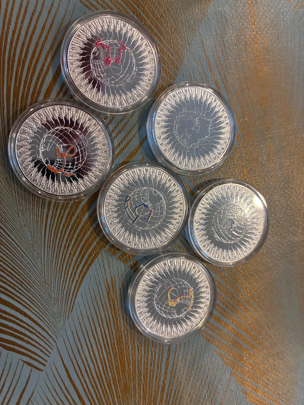 6x Zilveren €5 Proof Munten & 1x Zilveren Penning, Setje, Zilver, Euro's, Ophalen of Verzenden