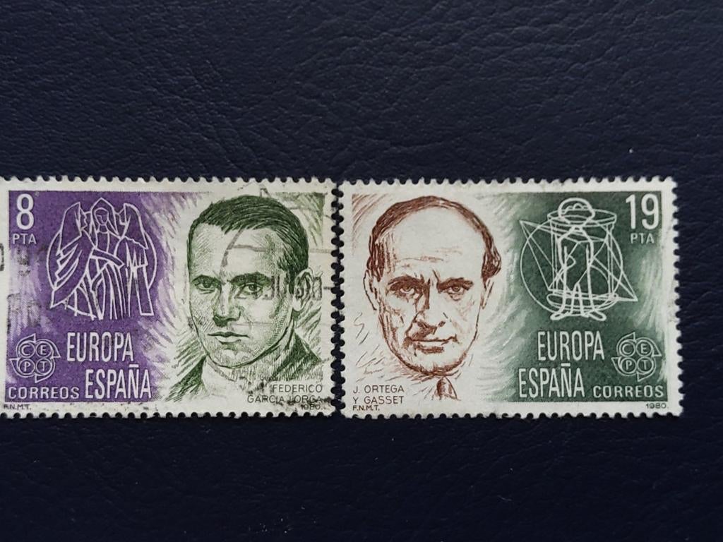 Twee Spaanse postzegels Europa España 1980, Ophalen of Verzenden
