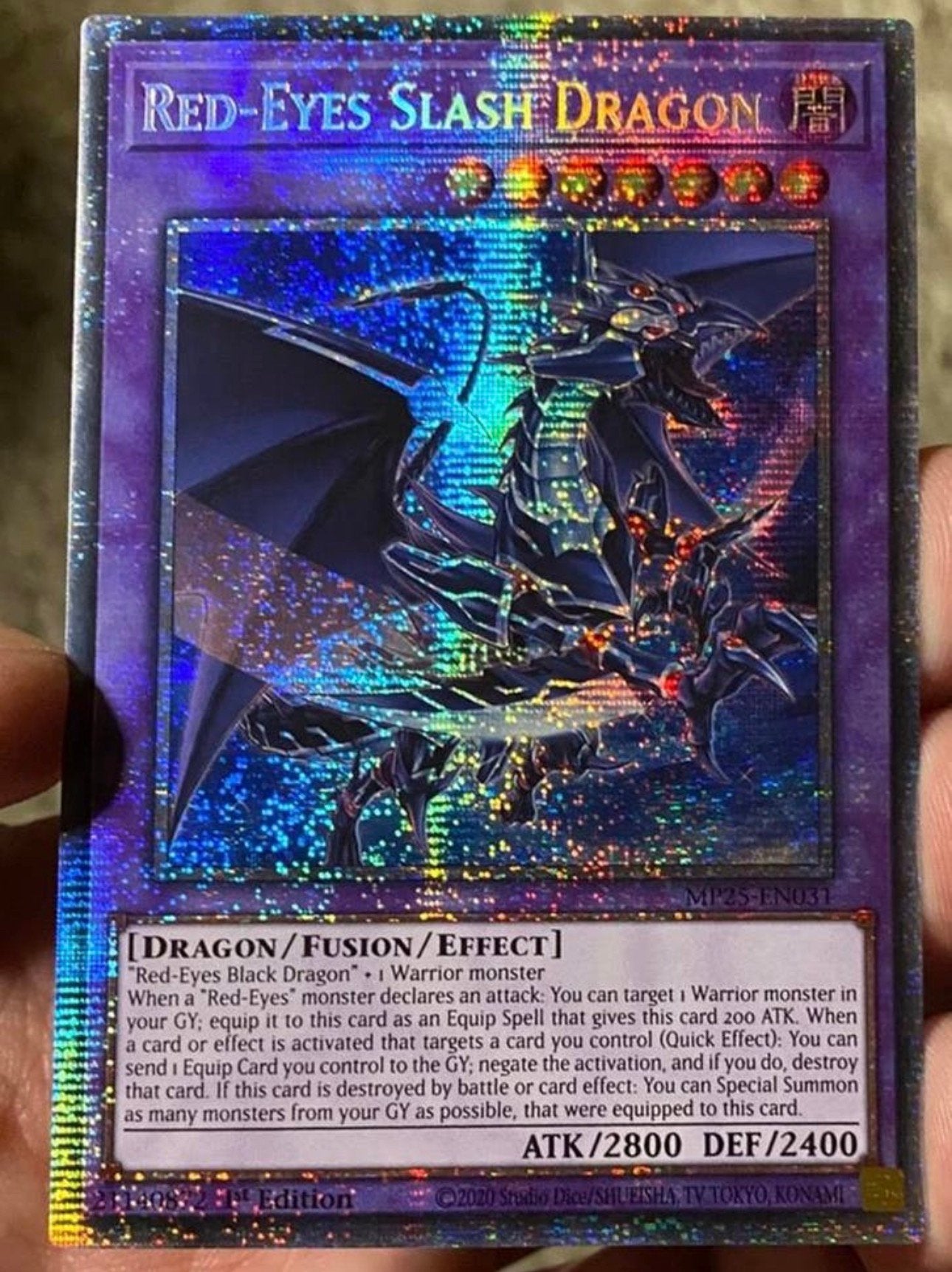 Yu-Gi-Oh! Red-Eyes Slash Dragon MP25 1st Starlight Rare !, Ophalen of Verzenden, Zo goed als nieuw, Foil