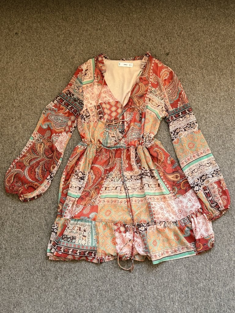 Paisley Boho Mini Dress, Ophalen, Mango, Meerkleurig, Maat 36 (S)