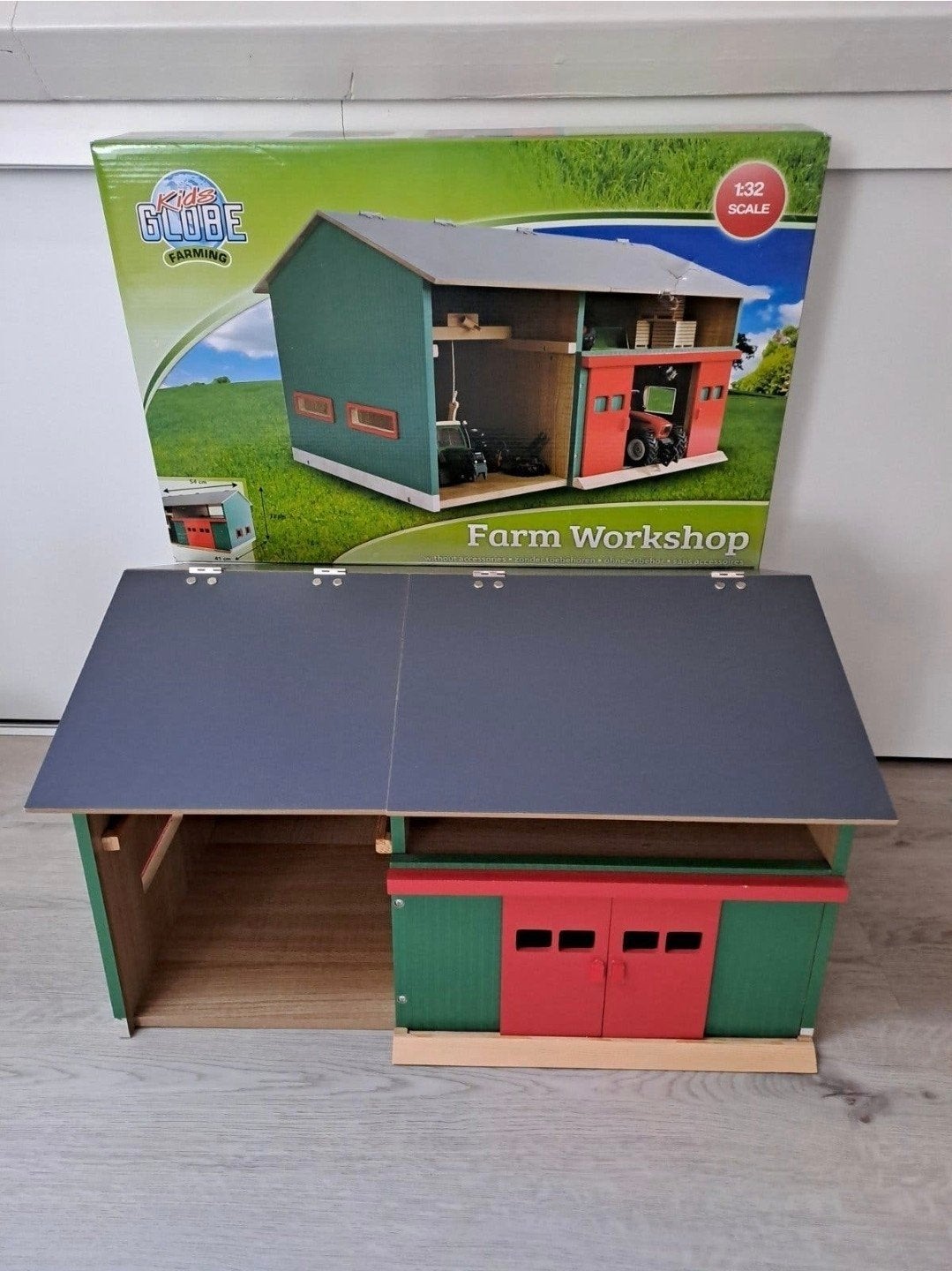 Kids Globe Werkplaats met Berging 1:32, Ophalen, Zo goed als nieuw, Rij- of Hobbelspeelgoed