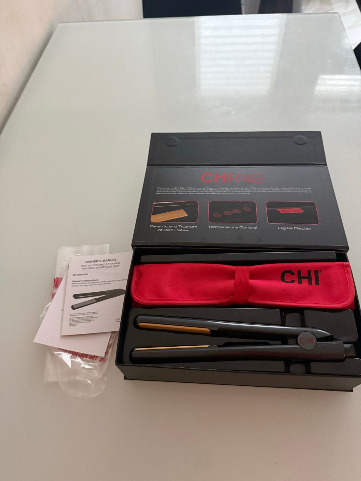 CHI G2 Stijltang - Keramische en Titanium platen, Ophalen of Verzenden, Zo goed als nieuw, Haarverzorging