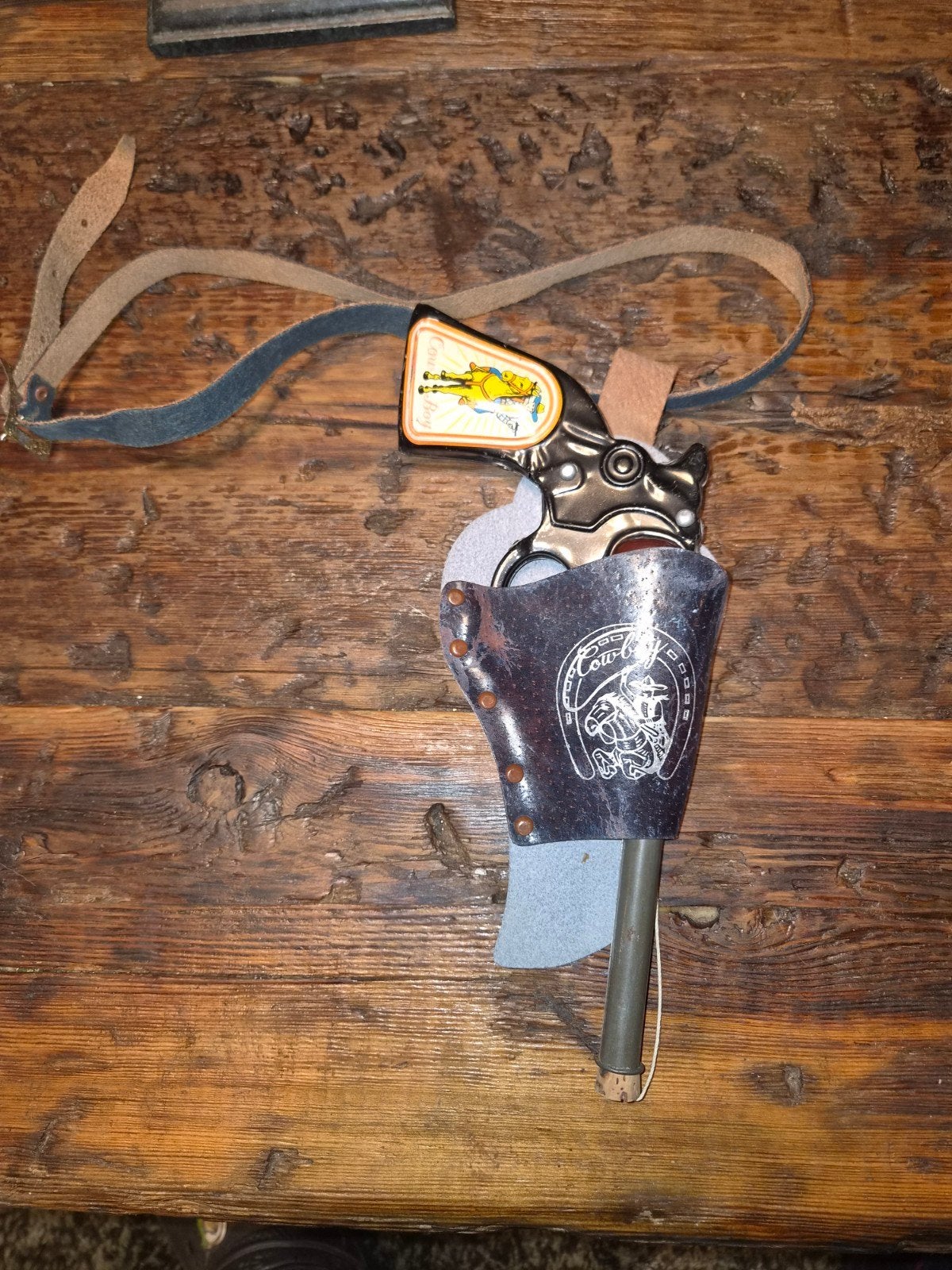 Vintage Cowboy blikken Pistool met Holster - Japan, Ophalen of Verzenden