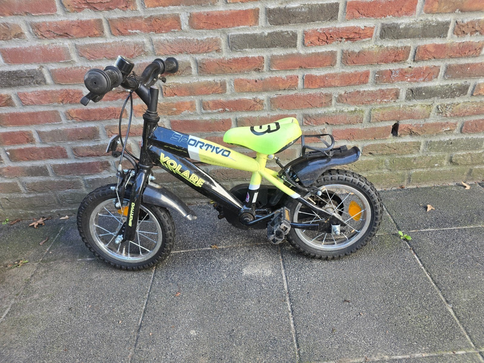 Sportivo Volare Kinderfiets 12 inch - Zwart/Geel, Fietsen en Brommers, Ophalen, Velgrem, Minder dan 16 inch, Gebruikt