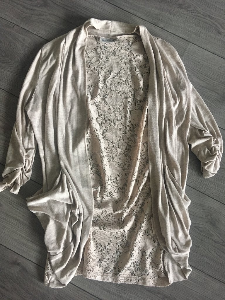 Lang vest met gehaakte achterkant en driekwart mouw maat M, Maat 38/40 (M), Beige, Ophalen of Verzenden, Clockhouse
