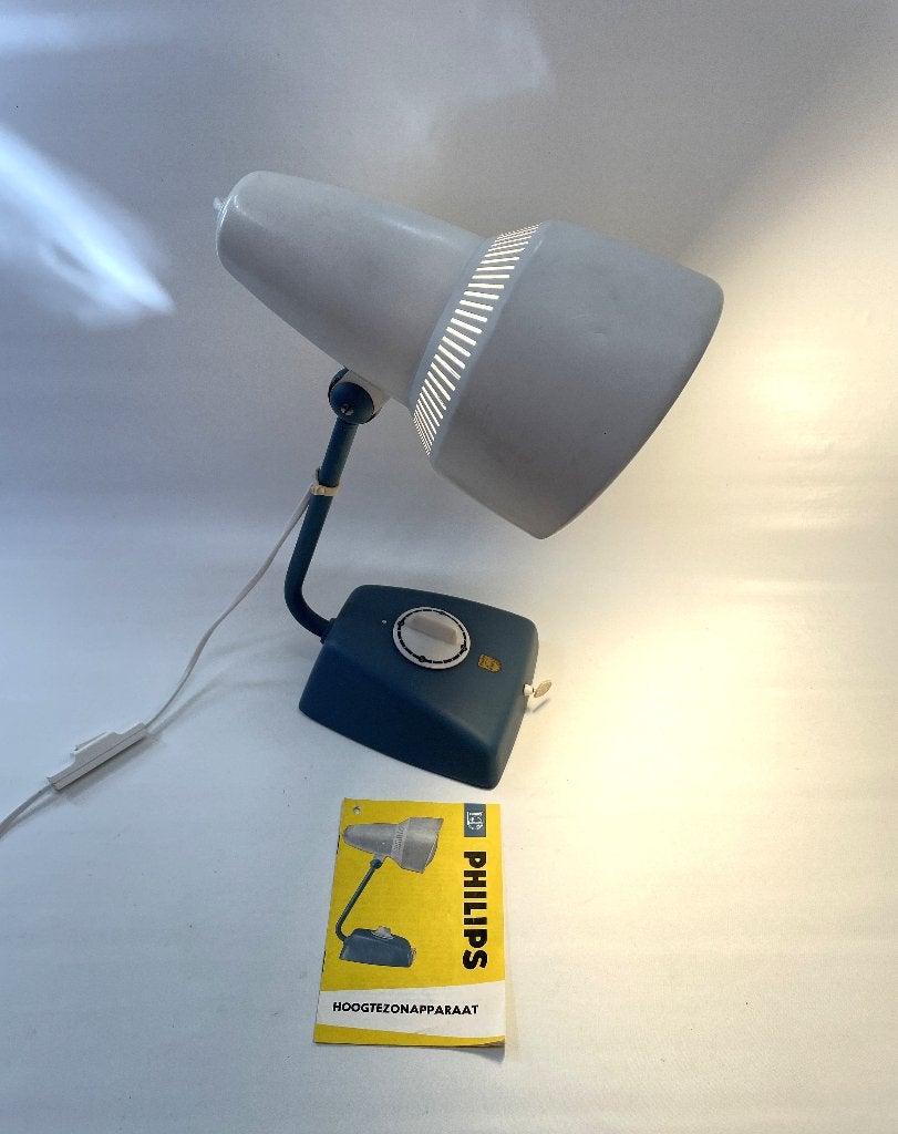 Philips tafellamp wandlamp type KL 2851 jaren '60 vintage, Blauw, Bureaulamp, Overige stijlen, 40 cm