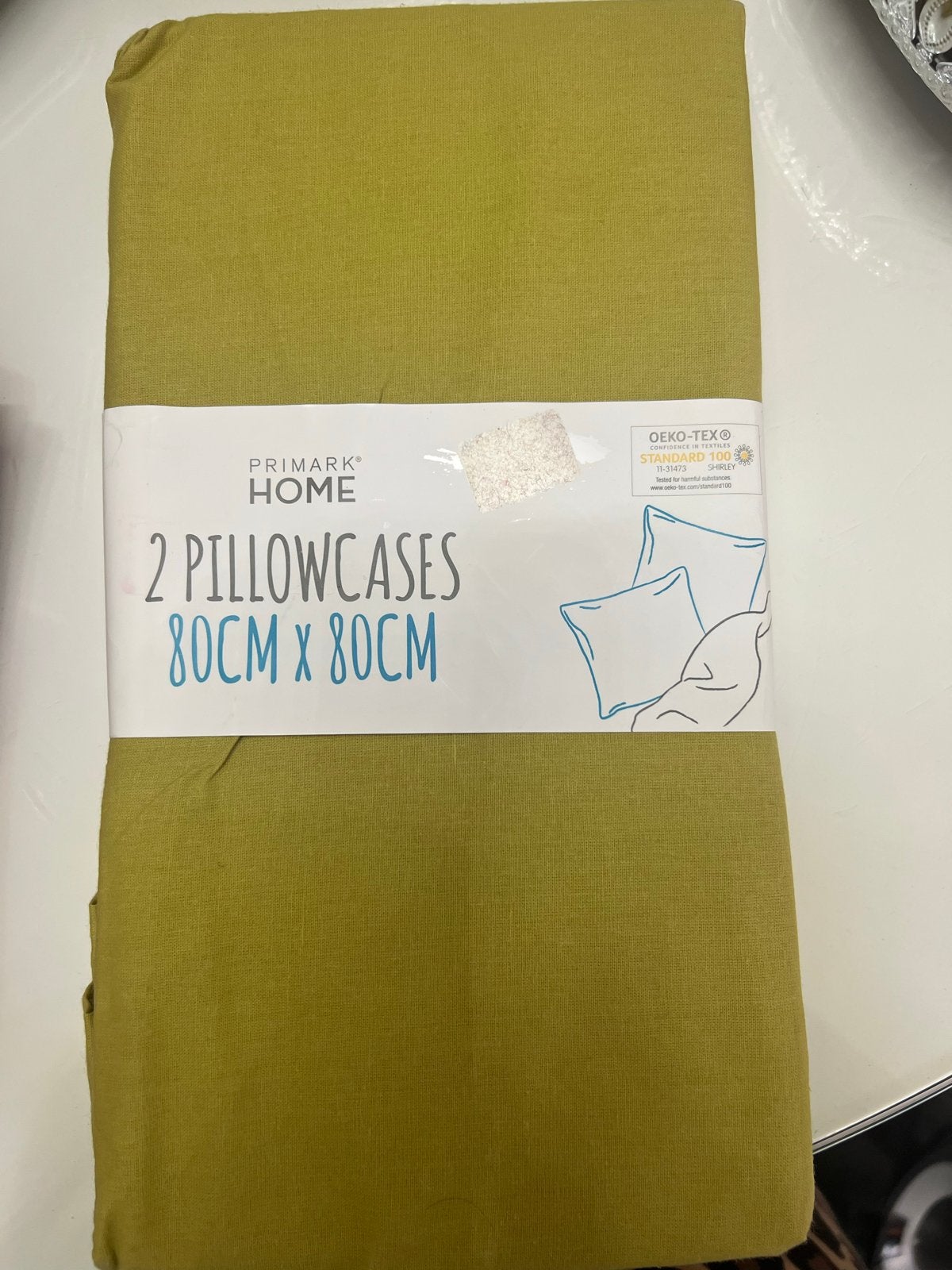 Primark Home 2 Kussenslopen 80x80cm - Nieuw, Ophalen of Verzenden, Nieuw, Groen, Hoeslaken of Sloop