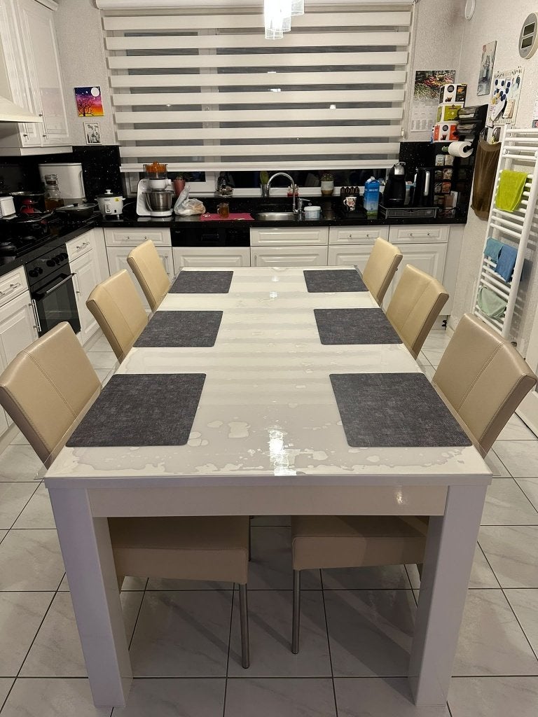 Eettafel met stoelen, Ophalen, 150 tot 200 cm, Zo goed als nieuw, Vijf personen of meer