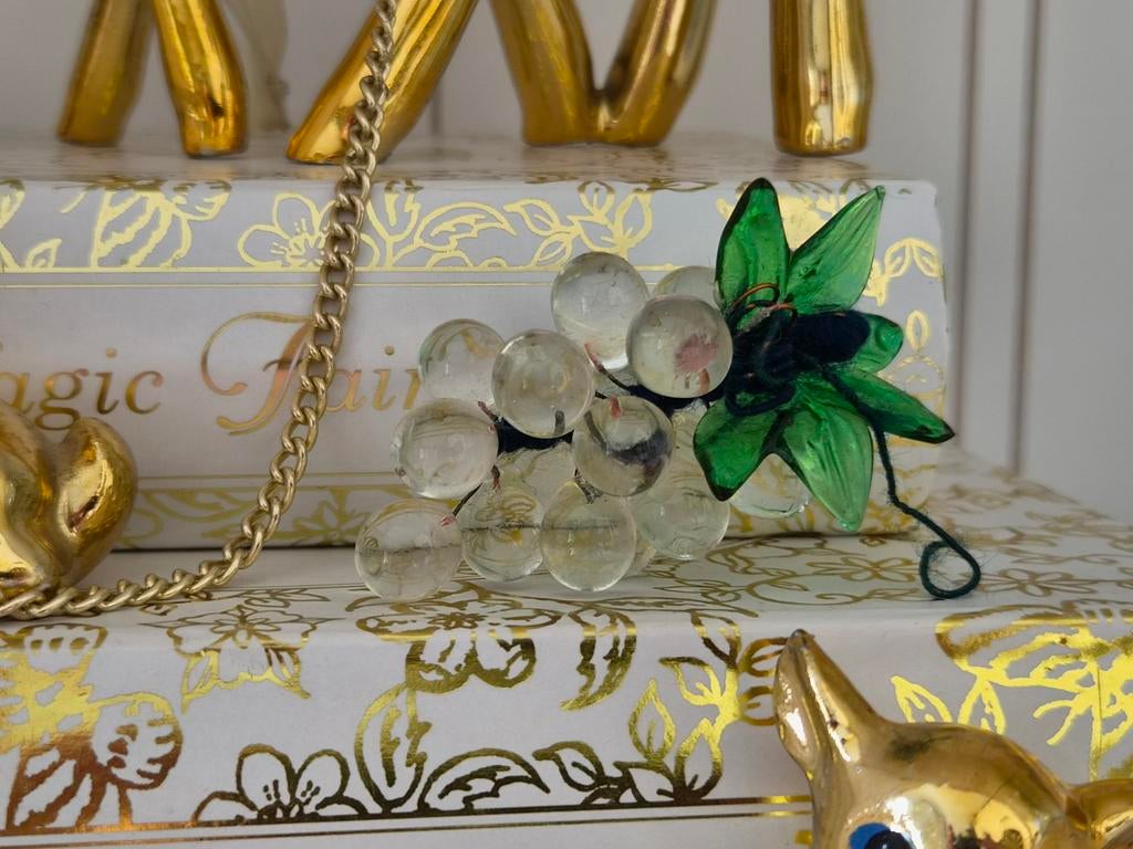 Vintage Glazen Druiventros - 7.5 cm Decoratie, Ophalen of Verzenden
