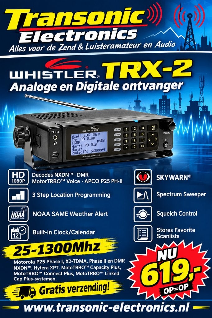 Whistler TRX2 Digitale modus 25-1300 Mhz DMR, NXDN enz, Whistler, Verzenden, Nieuw, Ontvanger