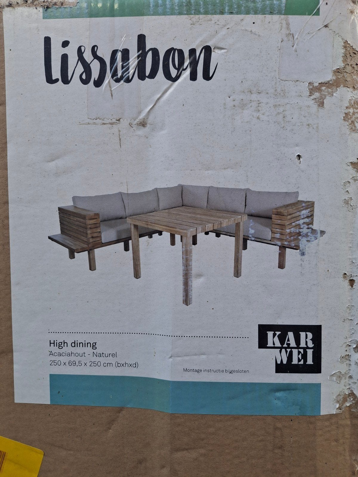 Lissabon High Dining tafel- Acaciahout Natuurlijk, Ophalen of Verzenden